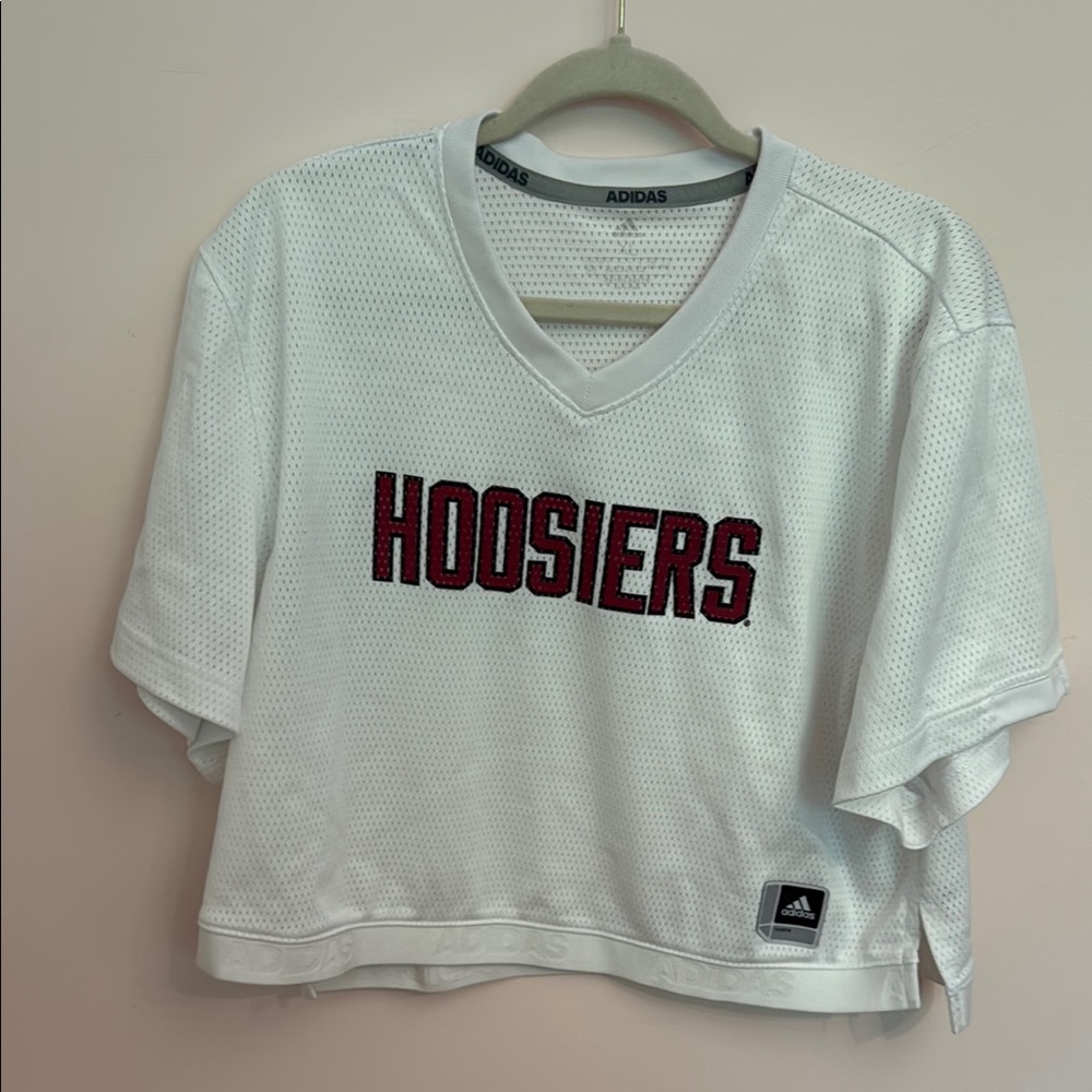 Adidas White and Red Hoosiers Mesh Jersey